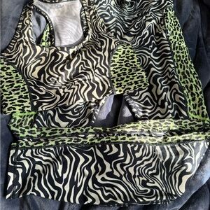 Zebra and Leopard Print Activewear Set from fabletics size medium
